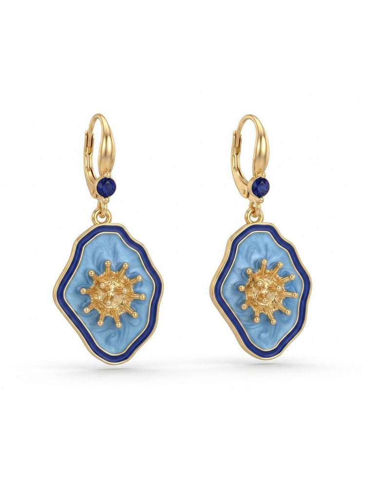 Vintage Ohrringe mit blauem Blumen-Anhänger