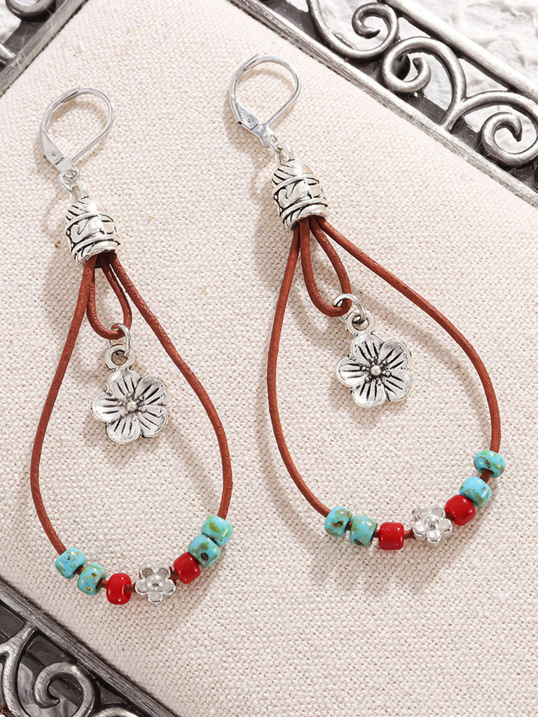 Bohemian Vintage Ohrringe mit Blumen und Perlen