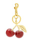 Roter Kirsch-Taschenanhänger mit goldfarbenem Blatt