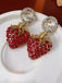 Rote Ohrringe mit Erdbeere und Strass