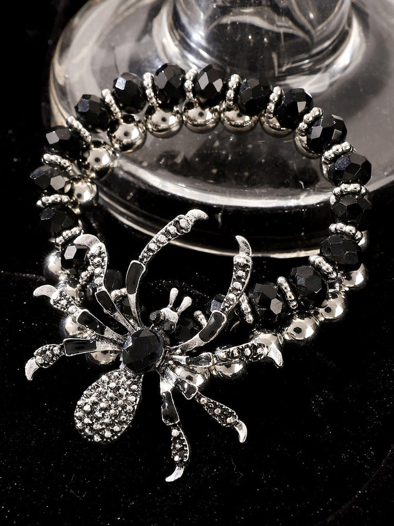 Gothic Schmuck mit Spider und Charm in Silber & Schwarz