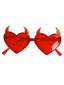 Rote Herz-Sonnenbrille mit Teufelshörnern und Strass