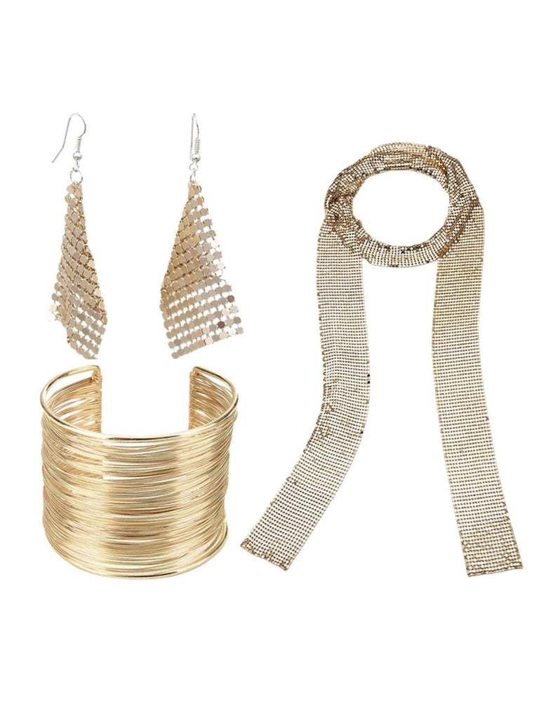 Goldenes Vintage Schmuckset im Disco-Stil