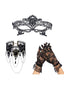 Schwarzes Gothic-Maskerade-Set mit Maske, Spitzenhalsband und Handschuhen