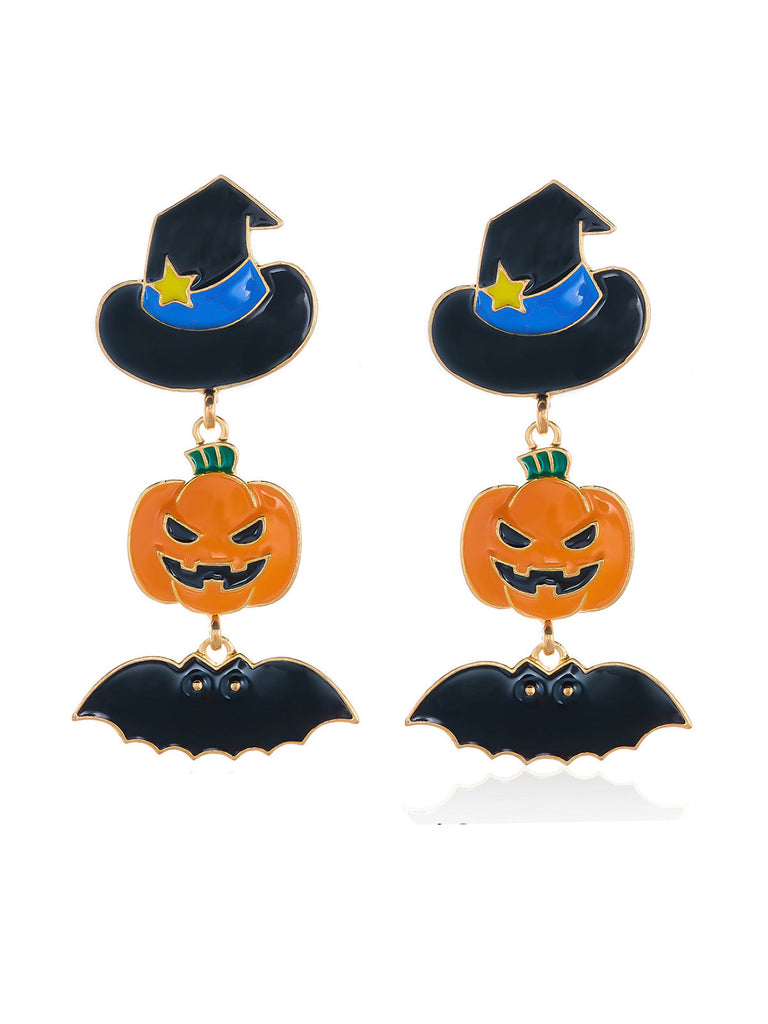 Halloween-Ohrringe mit dreiteiligen Hexenhüten und Strass
