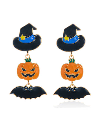 Halloween-Ohrringe mit dreiteiligen Hexenhüten und Strass