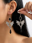 Silberne Gothic-Fledermaus-Ohrringe mit Schmuckstein und Kristall