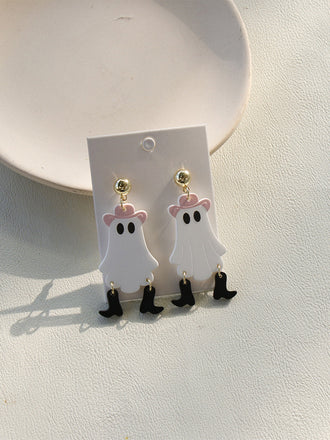 Vintage Halloween Ohrringe mit Geist und Western-Stil