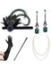 20er Gatsby-Flapper-Set mit Pfauenfeder-Haarband und Perlenkette