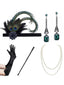 20er Gatsby-Flapper-Set mit Pfauenfeder-Haarband und Perlenkette
