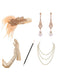 20er Gatsby-Flapper-Accessoire-Set mit Federn und Perlen