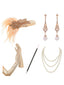 20er Gatsby-Flapper-Accessoire-Set mit Federn und Perlen