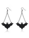 Schwarze Ohrhänger mit Fledermaus und Kette