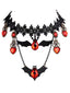 Rote Gothic Halskette mit Fledermaus und Bluttropfen