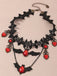 Rote Gothic Halskette mit Fledermaus und Bluttropfen