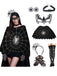 Schwarzes Halloween-Accessoire-Set mit Spinnennetz-Umhang