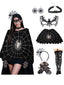 Schwarzes Halloween-Accessoire-Set mit Spinnennetz-Umhang