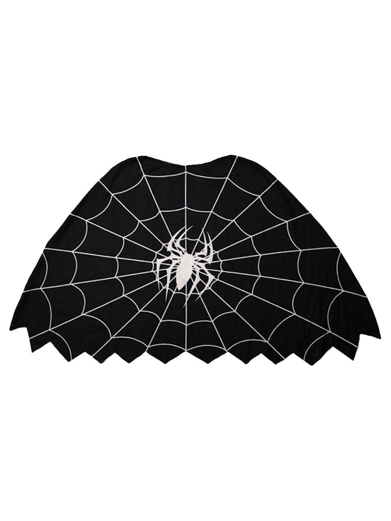Schwarzes Halloween-Accessoire-Set mit Spinnennetz-Umhang