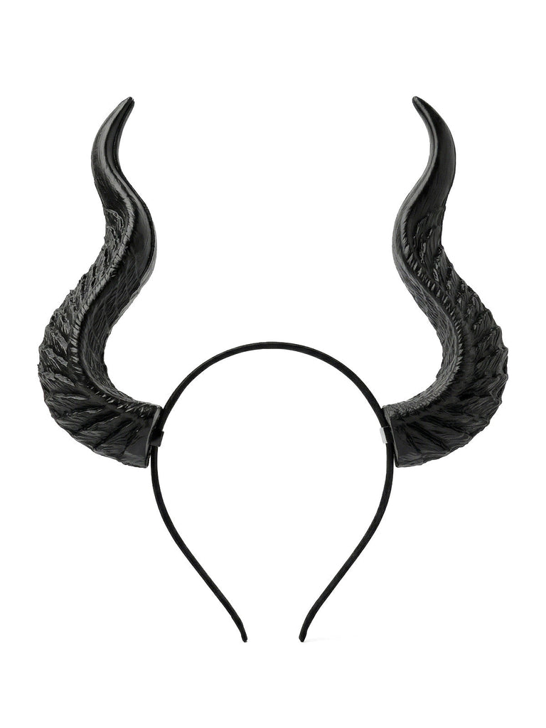 Schwarzes Halloween Haarband mit Hexenhörnern