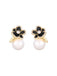 Goldene Ohrringe mit Blumen und Strass