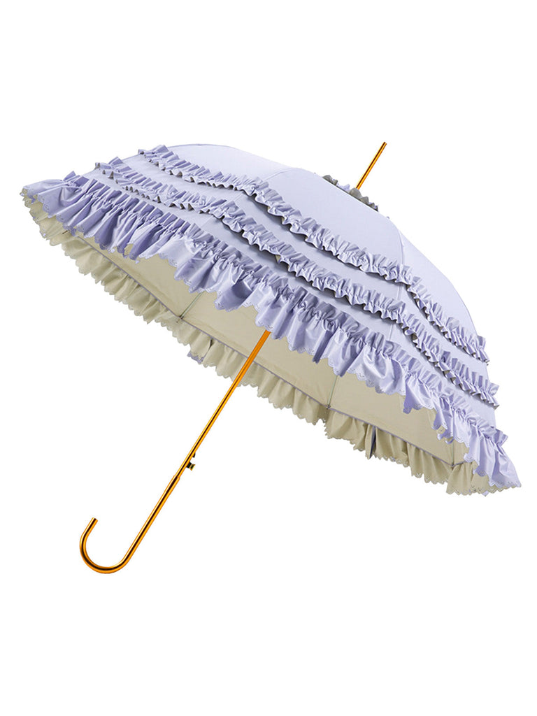 Prinzessinnen-Regenschirm mit Metallgriff und Rüschen