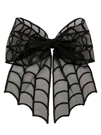 Schwarzes Gothic-Netzschleifen-Haaraccessoire mit Spinnennetzmuster