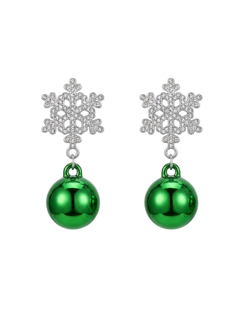 Vintage-Weihnachtskugel-Ohrhänger mit Strass-Schneeflocken