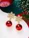 Vintage-Weihnachtskugel-Ohrhänger mit Strass-Schneeflocken