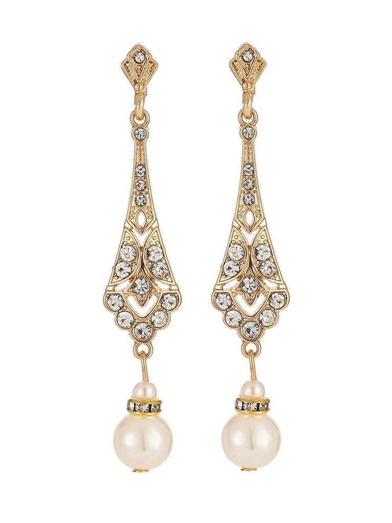 Vintage Ohrhänger mit Perlen und Strass