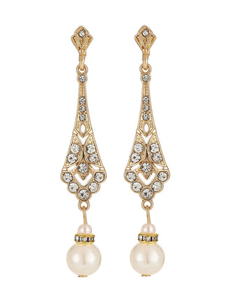 Vintage Ohrhänger mit Perlen und Strass