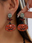 Halloween-Ohrringe mit Totenkopf, Kürbis und Fledermaus