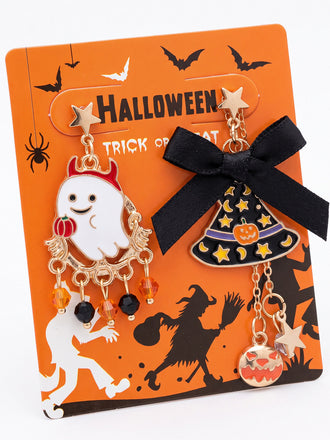 Halloween-Ohrringe mit Geist und Hexenhut