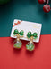 Grüne Weihnachts-Ohrhänger mit Glaskugeln und Glitzerschleifen
