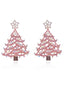 Rosa Weihnachtsbaum-Ohrringe mit Strass
