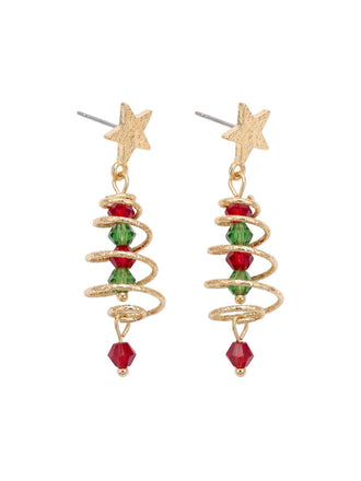 Weihnachts-Ohrhänger mit Sternen, Tannenbäumen und buntem Strass