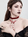 Rote Samt-Choker-Halskette mit Perlen und Blutstropfen-Motiv