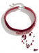 Rote Samt-Choker-Halskette mit Perlen und Blutstropfen-Motiv