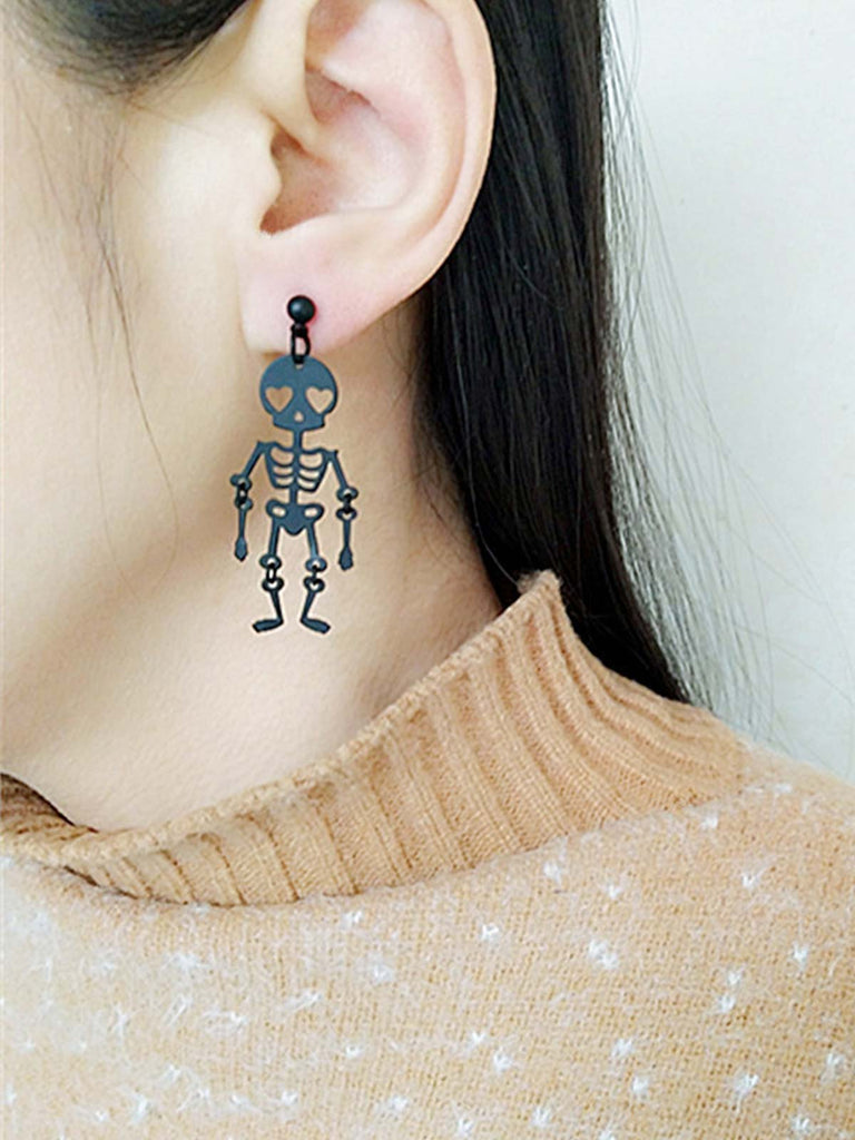 Schwarz Halloween Skeleton Baumeln Ohrringe