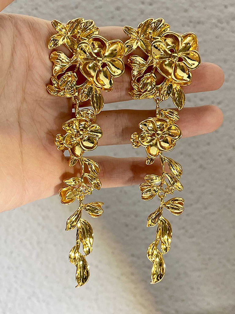 Gold Vintage Blütenblatt Lange Ohrringe