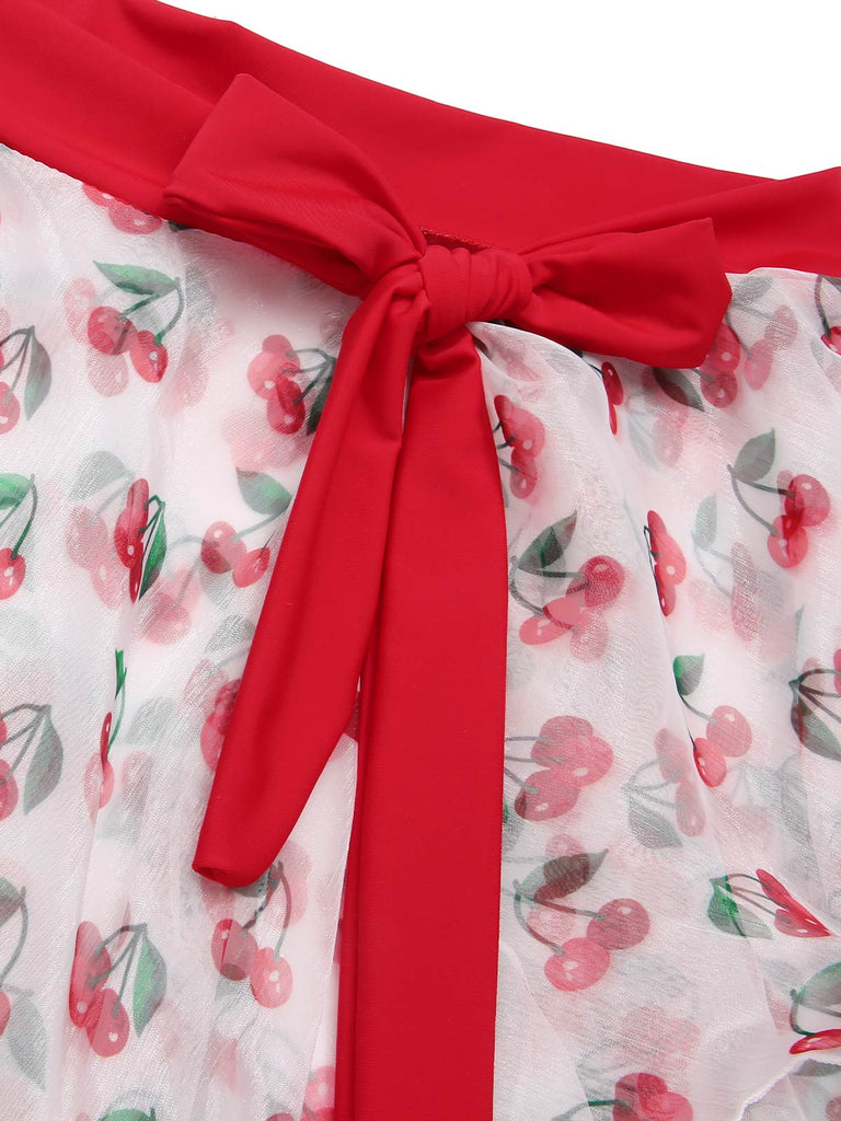 Rot 1950er Kirsche Taille-Binden Cover Up