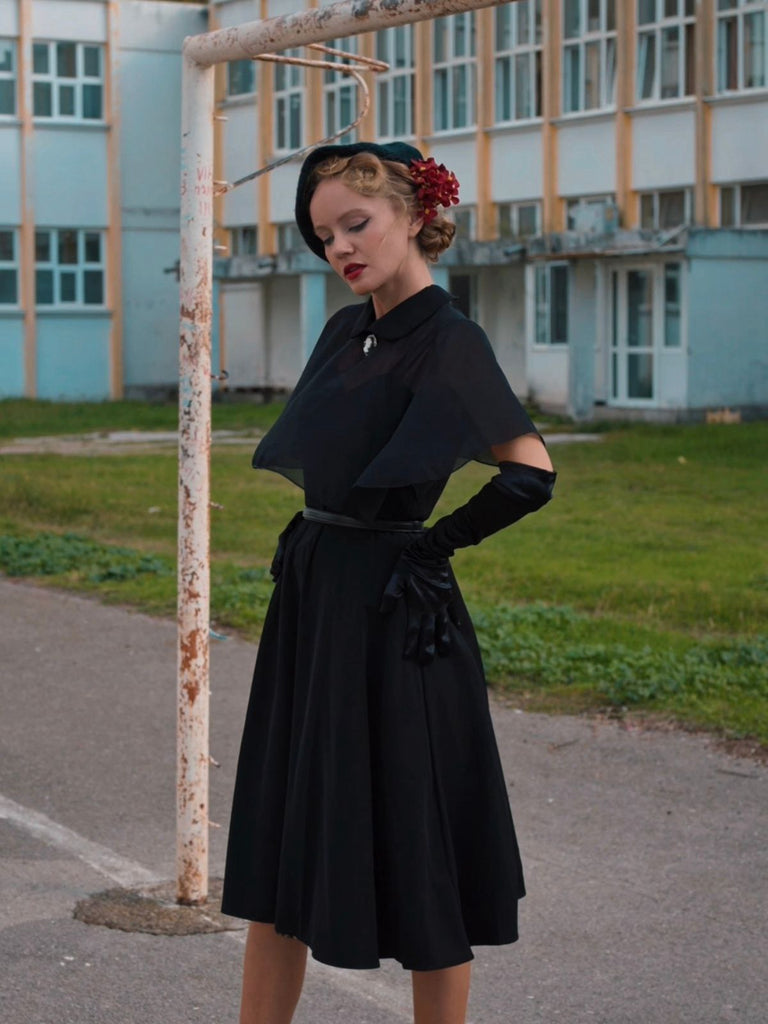1950er Cape Patchwork Swing Kleid