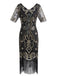 1920ER BLUMEN PAILLETTEN FRANSEN GATSBY KLEID