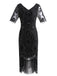 1920ER BLUMEN PAILLETTEN FRANSEN GATSBY KLEID