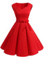 [Vorverkauf] Rot 1950er Bogen Herzförmiger Hals Swing Party Kleid