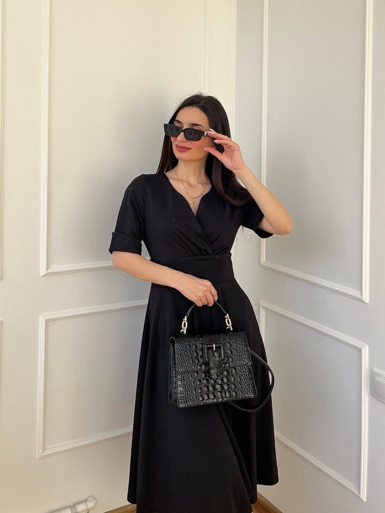 Grün 1950ER HOHE TAILLE V-AUSSCHNITT SWING KLEID