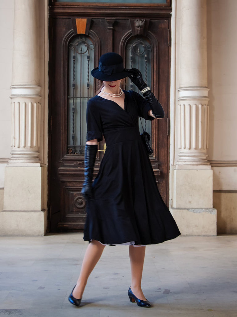 Grün 1950ER HOHE TAILLE V-AUSSCHNITT SWING KLEID
