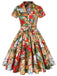 1950ER BLUMEN KURZARM SWING BLUSE KLEID