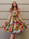 1950ER BLUMEN KURZARM SWING BLUSE KLEID