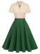 1950ER Patchwork V-Ausschnitt Kurzarm Swing Kleid