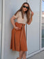 Khaki 1950er Patchwork V-Ausschnitt Kurzarm Swing Kleid